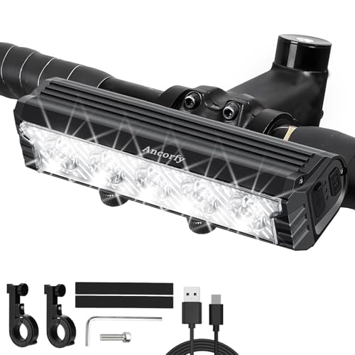 Ancorfy 2500 Lumen USB Rechargeable Bike Light - Waterproof 5-Mode Bicycle Headlight