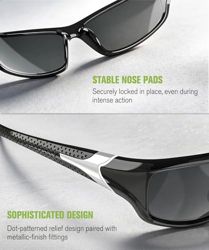 QALLY Polarized Sports Sunglasses Men UV400 for Driving Cycling Fishing Golf