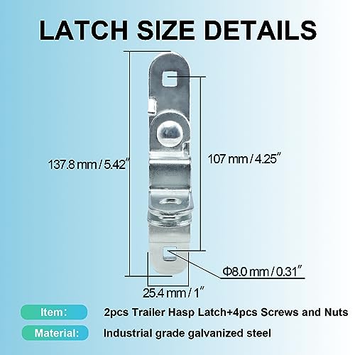 Heavy Duty Cargo Trailer Door Latch 2 Pack- Secure Trailer Lock Latch with Hasp - Durable Enclosed Trailer Latch for Cargo Doors (Comes with Anti-Theft Screws and Anti-Loose Nuts)