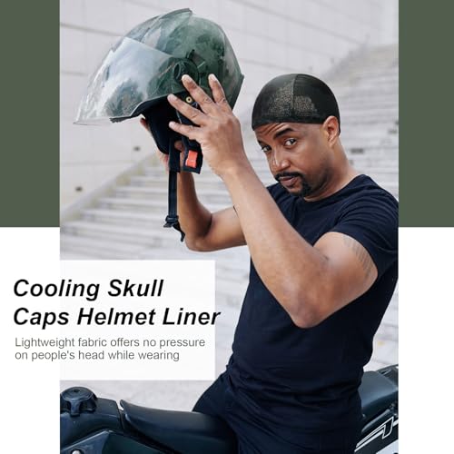 Jeere 9 Pcs Camouflage Cooling Skull Cap Liner for Men Cycling - Sweat Wicking, Breathable Headwear