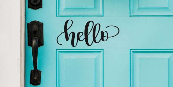Hello Wall Decal - Farmhouse Decor 4x8 Inches - Black