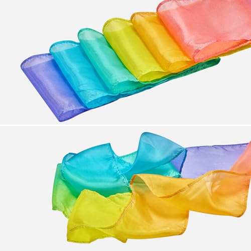 100% Silk Dance Wand Ribbon - Pastel Rainbow 1-Pack