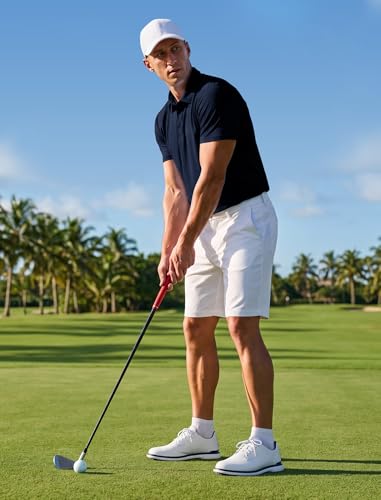 ASYJUMPD Men's Navy Blue Golf Polo Shirt Large Moisture Wicking Athletic Short Sleeve
