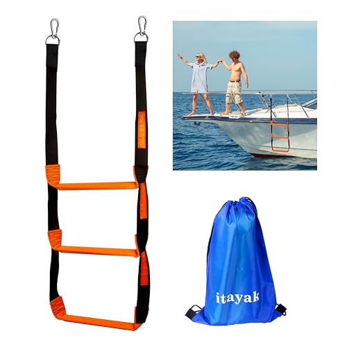 Orange 3-Step Heavy Duty Boat Rope Ladder - Marine Climbing Accessory