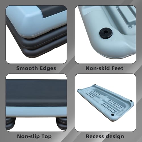 Adjustable Aerobic Step Platform - 30" x 14" with 4 Risers - Gray