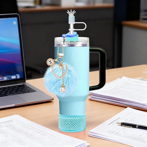Rhinestone Straw Topper Set for Stanley 30oz & 40oz - Blue