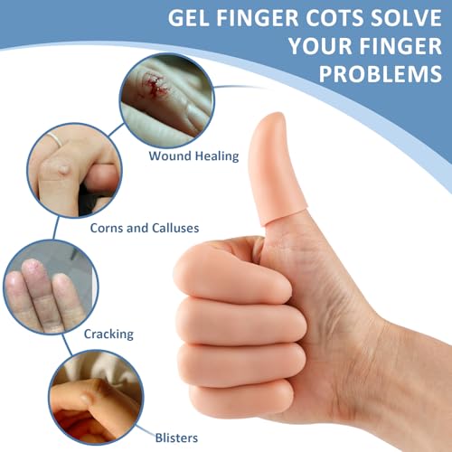 Silicone Finger Protectors - 10PCS Gel Finger Cots for Wounds & Cracked Skin