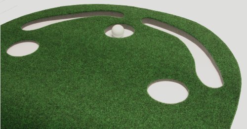 Golf Putting Green - Kidney Shaped 3' x 9' with 3 Cups - Green