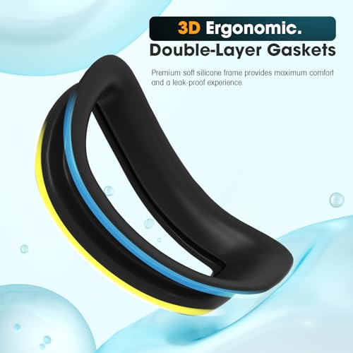 Braylin 2-Pack Swim Goggles Anti-Fog Leak-Resistant for Adults Women Men (Black/Blue Lenses)