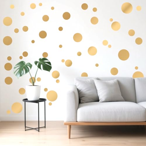 348 Pcs Polka Dot Gold Wall Decal Circle Sticker, Classroom Wall Decals Gold Bedroom Decor Round Art Stickers Playroom Decor Removable Sticker Girl Decals Decoration for Girls Bedroom (6 Sheets)