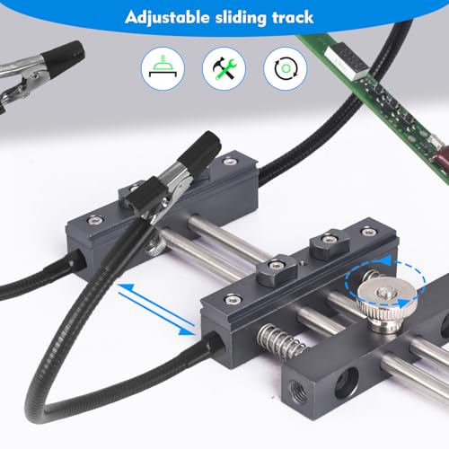 Helping Hands Soldering,HANDSKIT Soldering Helping Hands Stand Holder Adjustable PCB Holder with 4 Flexible Gooseneck Arms Clamp Circuit Board Holder Third Hand Soldering Station Tool with Clips