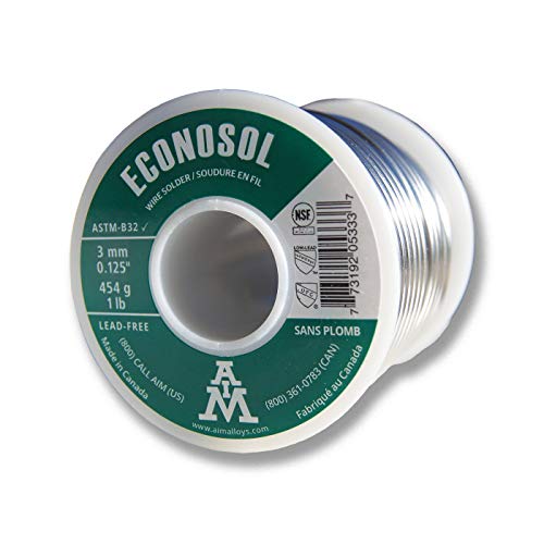 AIM Econosol 97/3 Lead-Free 0.125inch Solid Solder Wire for Plumbing Repairs (454g / 16oz)