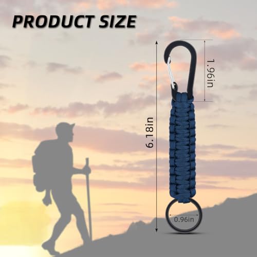 Heavy Duty Paracord Keychain with Carabiner - 6 Pack