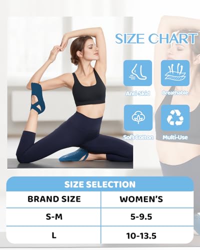 AURUZA Pilates Grip Socks for Women Non Slip Skid Yoga with Grips