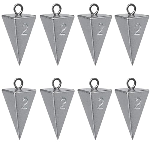 MLYLM 2oz Pyramid Lead Sinkers for Surf & Shore Fishing – 8 Pack