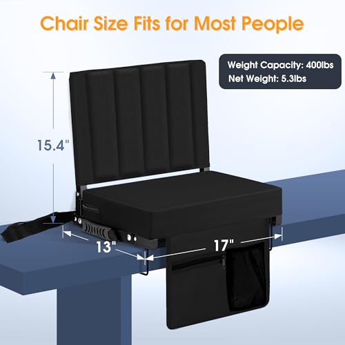 Portable Stadium Seat with Back Support - Black