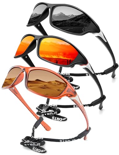 KALIYADI 4-Pack Men's Polarized Sunglasses UV400 Protection for Fishing, Cycling, Driving - Black/Red/Brown