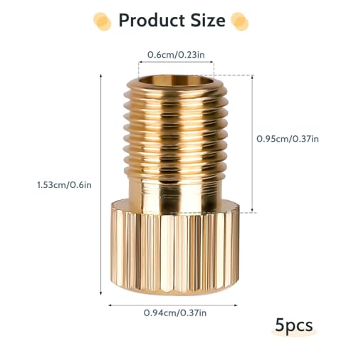 5-Piece Brass Presta to Schrader Valve Adapter Set - Leak-Proof Bike Pump