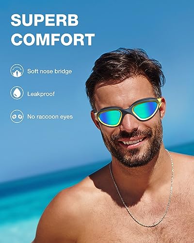 ZIONOR A6 Polarized Mirror Gold Swim Goggles - Anti-Fog & UV Protection