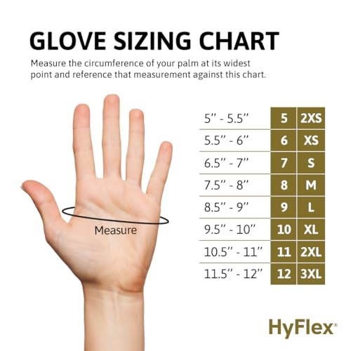 HyFlex 11-600 Multi-Purpose Light Duty Industrial Gloves w/Palm Coating for Metal Fabrication, Machinery, Automotive - Size 7, Black (12 Pairs)