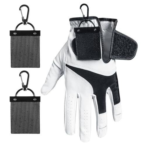 Golf Glove Holder with 360° Metal Clip - Black 2 Pack