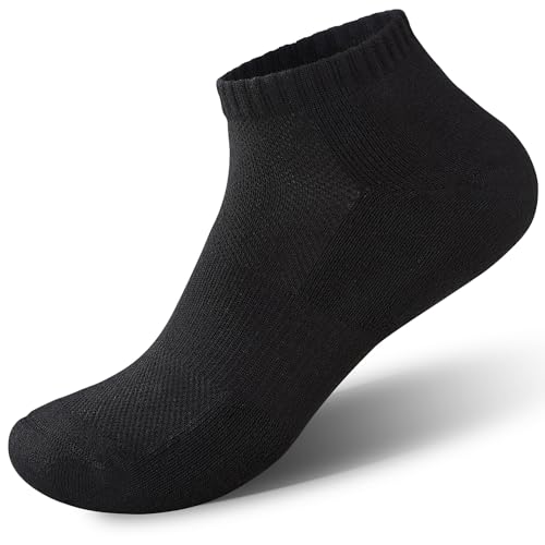 Men's Bamboo Viscose Athletic Ankle Socks - Black, Large