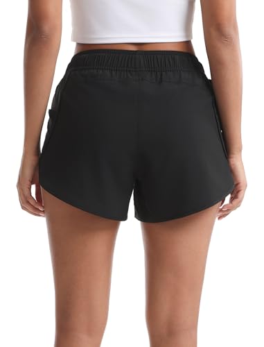 Rrosseyz Women's Quick Dry Hiking Shorts with Pockets - Large, Ink Black