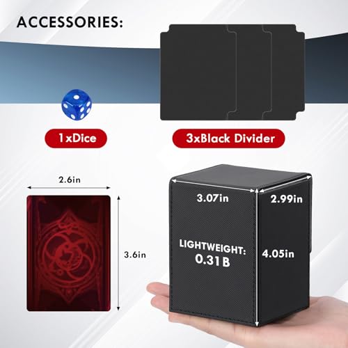 Card Deck Box with 3 Dividers & Game Dice - Gray