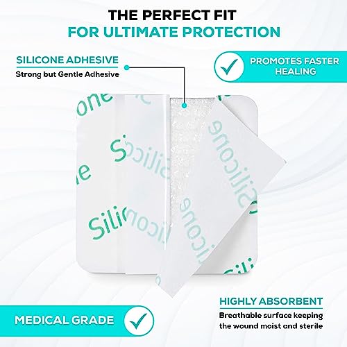 Silicone Adhesive Foam Dressing 2"x2" - Box of 5