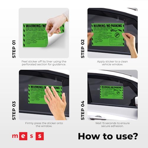 100 Pack Hard to Remove No Parking Stickers - 5x8 Warning Labels