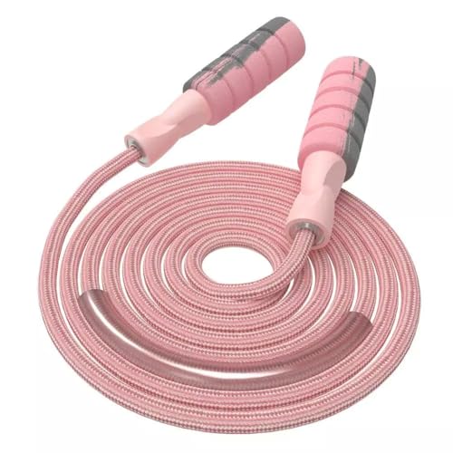 Adjustable Cotton Jump Rope - Weighted Skipping Rope for Fitness - Pink