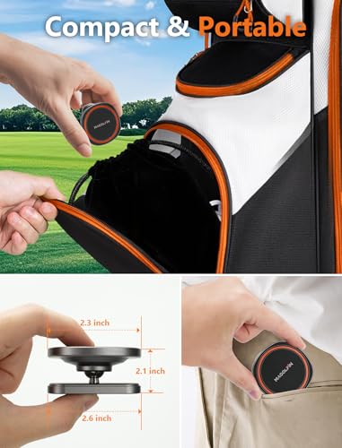 MAGOLFIN Black Aluminum Alloy Magnetic Golf Cart Phone Holder with MagSafe & N52 Magnets