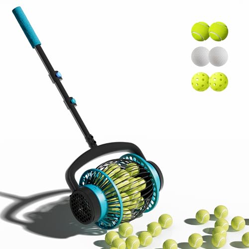 Tennis Ball Collector Roller with Adjustable Handle - Holds 20+ Balls