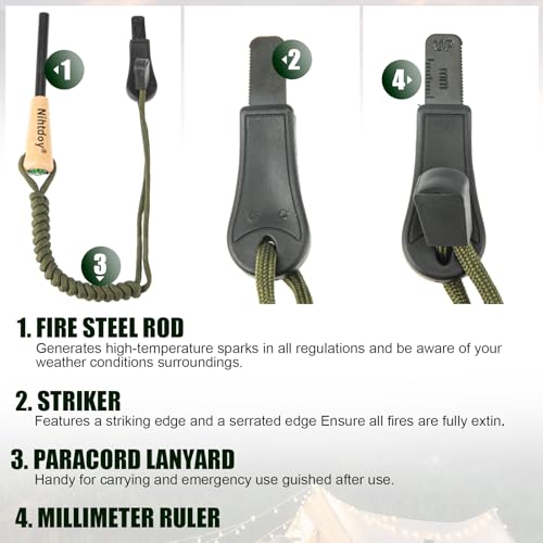 Ferro Rod Fire Starter Kit with Hardwood Handle & Compass