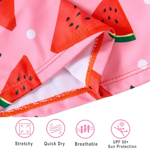 Vogseek Girls Rash Guard Two-Piece Swimsuit Set 3-4T Red Pink