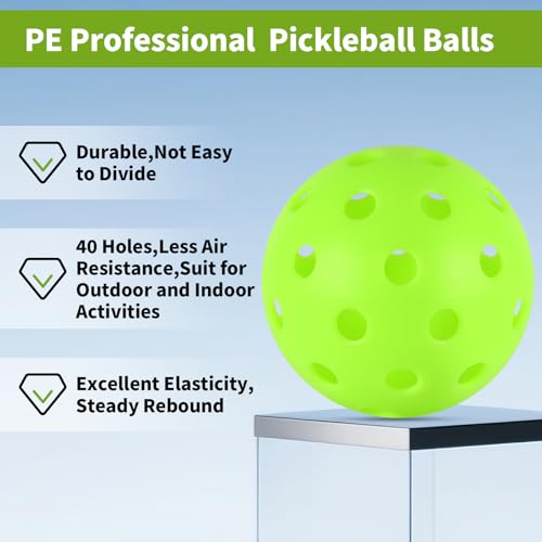 Outdoor Pickleball Balls Set - 4 Pcs Green, 40 Holes