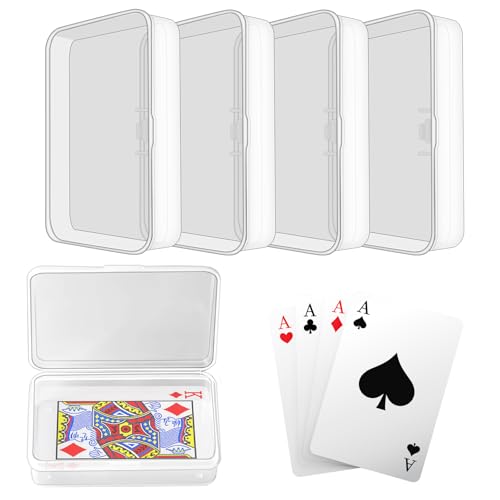 4 Pack Clear Plastic Card Deck Box - Durable Snap Closure
