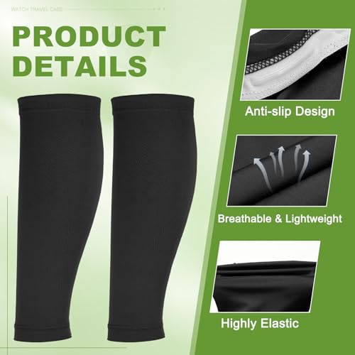 Sun Protection Leg Sleeves - Sports Compression Cooling Sleeves - Black