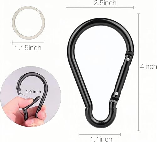 Carabiner Caribeaner Clip,Extra Large 4" Aluminum Carabeaner Keychain