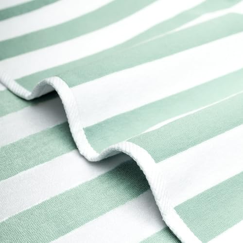American Soft Linen 4-Piece Cabana Striped Beach Towels 30x60in Mint – Oversize Quick Dry Sand-Free