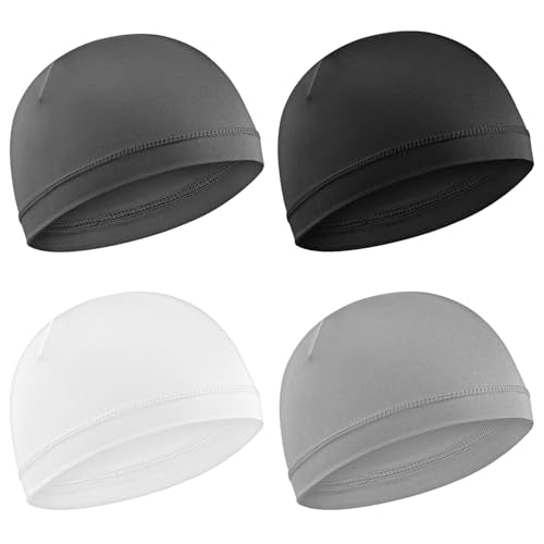 4-Pack Breathable Skull Caps - Black, White, Dark Gray, Light Gray