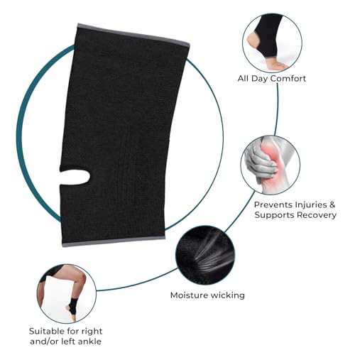 Ankle Support Sleeve - Open Heel, Breathable Compression - Black, Size M, 1 Unit