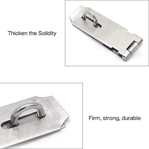Door Locks Hasp Latch, 5 Inch Stainless Steel Safety Packlock Clasp Hasp Lock Latch, Extra Thick Gate Lock Hasp with Screws Brushed Finish 2 Pack (5inch)
