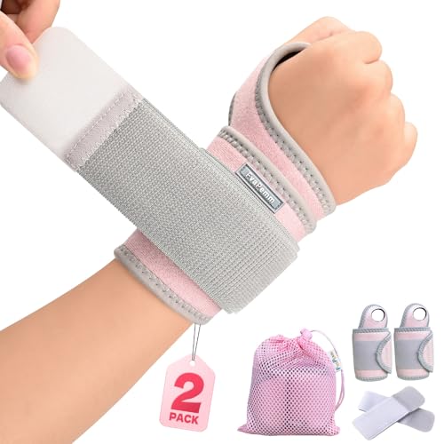 2 Pack Copper Wrist Brace Support for Carpal Tunnel, Pain Relief,