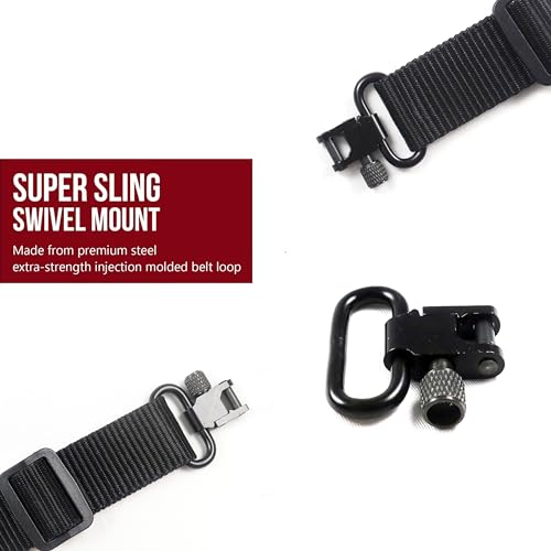 Gun Sling Mount Set with Swivels for Rifles & Shotguns