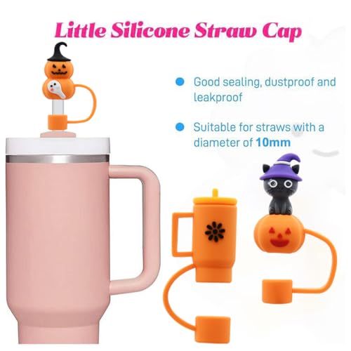 Reusable Straw Cover Caps for 30/40oz Tumblers - 10mm Halloween Set D