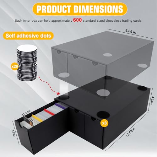 QLOUNI 9-600 CT Card Storage Boxes with 48 Dividers – 9000+ Card Organizer for TCG/MTG/YGO Baseball Cards