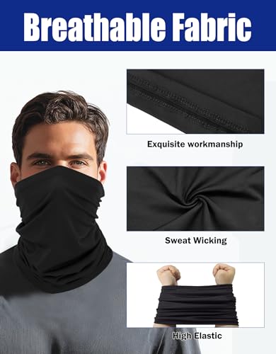 Cooling Neck Gaiter Face Mask - UPF 50+ UV Sun Protection Bandana - Black Pack