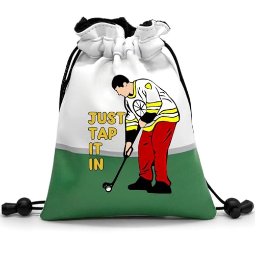 Artpreti Golf Pouch Bag- Just Tap It in Leather Valuables Pouch with Drawstrings