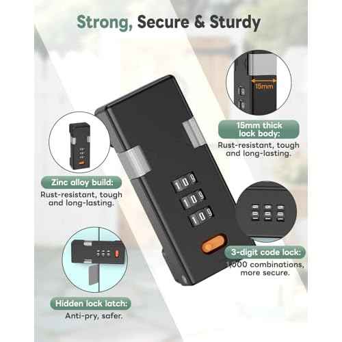 180 Degree Barn Door Combination Lock, 3 Digit Password Keyless Home Security Lock for Kitchen Cabinet, Drawer, Locker, Sliding Closet Doors - Sturdy and Practical Gate Latch (1, Black)